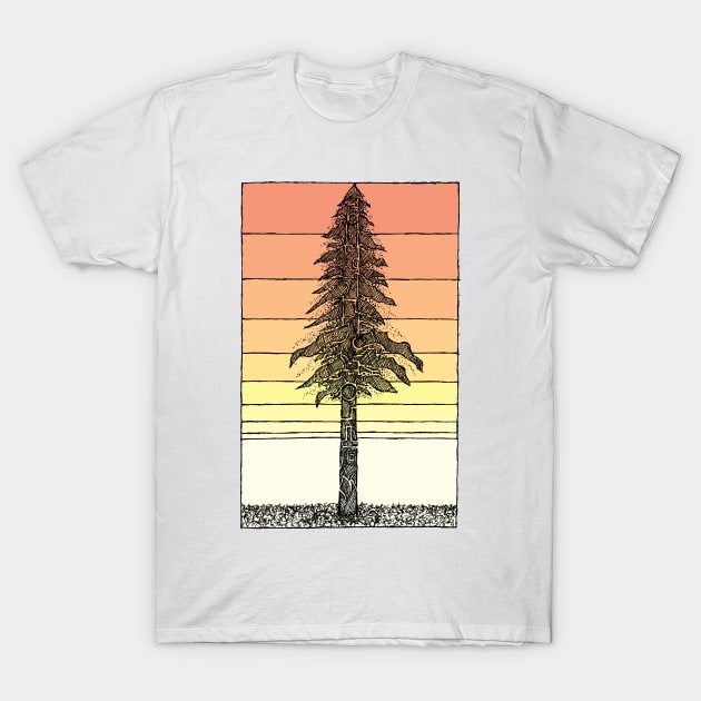Coastal Redwood Sunset Sketch T-Shirt by Hinterlund